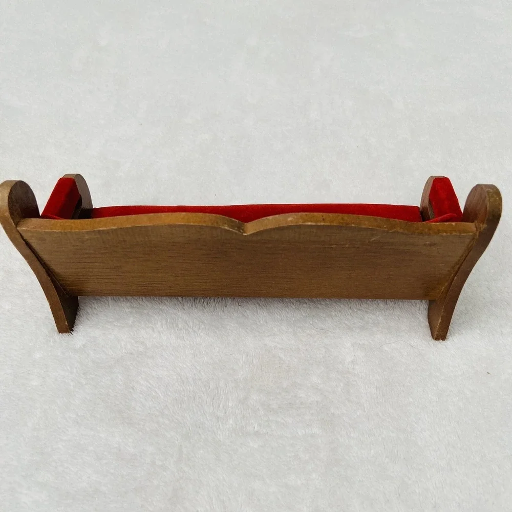 Vintage Concorde Miniatures Red Velvet Parlor Sofa Brass Bed Dollhouse Furniture